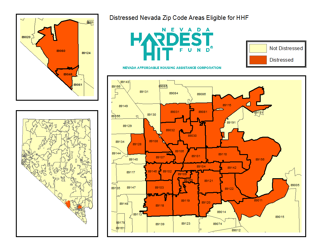 Distressed Nevada Zip Code Areas Eligible for Nevada Hardest Hit Fund
